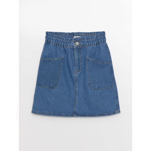 Elastic Waist Girl Jean Skirt