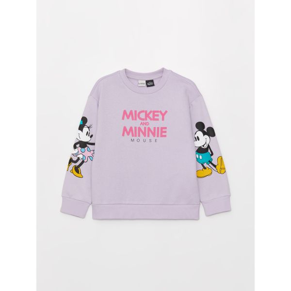 Crew Neck Disney Printed Long Sleeve Girl's Sweatshirt