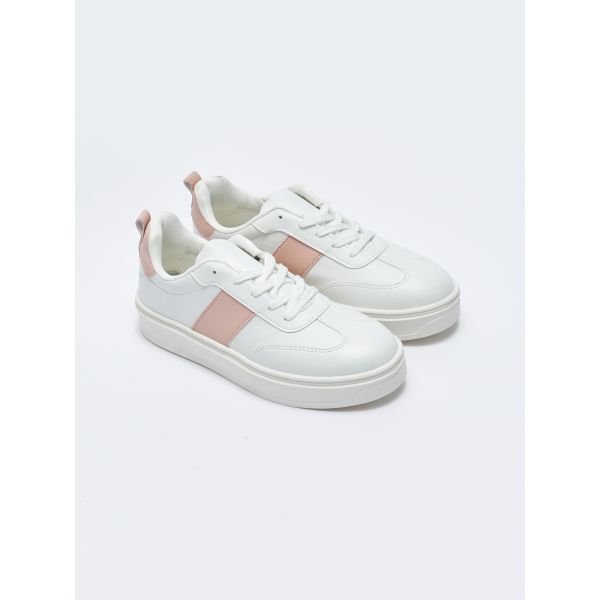 Women's Leather-Look Lace-Up Sneaker