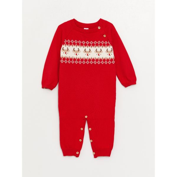 Crew Neck Baby Boy Knit Jumpsuit