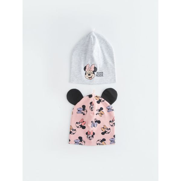 Minnie Mouse Printed Baby Girl Beanie 2 Pieces