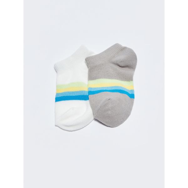 Striped Baby Boy Booties Socks 2 Pieces