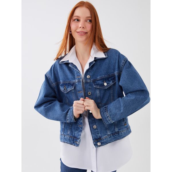 Shirt Neck Regular Long Sleeve Women's Jean Jacket